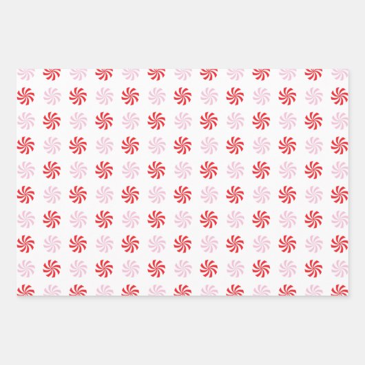 Retro kerstbomen Snoep Roze rood groen patroon Inpakpapier Vel (Voorkant 3)