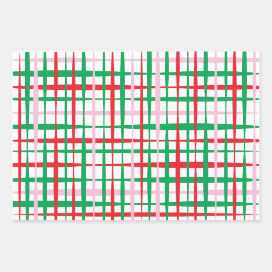Retro kerstbomen Snoep Roze rood groen patroon Inpakpapier Vel (Voorkant 2)