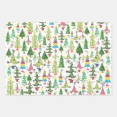 Retro kerstbomen Snoep Roze rood groen patroon Inpakpapier Vel (Voorkant)