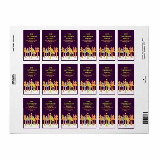 Retro Kerstbomen Vakantie Adreslabel Etiket (Full Sheet)