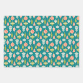 Retro kerstbomen, vakantielichten, Ornamenten Inpakpapier Vel (Voorkant 3)