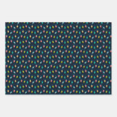 Retro kerstbomen, vakantielichten, Ornamenten Inpakpapier Vel (Voorkant 2)