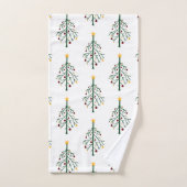 Retro kerstbomen Whimsical Green White Bad Handdoek (Handdoek)