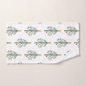 Retro kerstbomen Whimsical Green White Bad Handdoek (Handdoek)