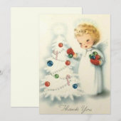 Retro kerstboom Angel Feestdagenkaart (Voorkant / Achterkant)