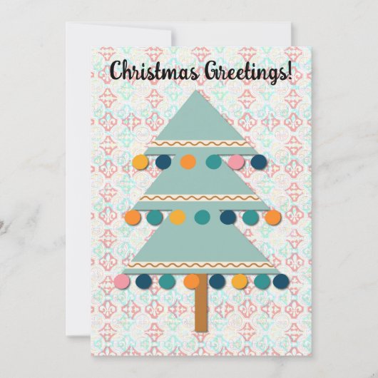 Retro Kerstboom Aqua Green Vakantie Kaart (Voorkant)