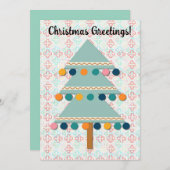 Retro Kerstboom Aqua Green Vakantie Kaart (Voorkant / Achterkant)