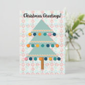 Retro Kerstboom Aqua Green Vakantie Kaart (Staand voorkant)