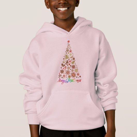 Retro Kerstboom Basic Hooded Sweatshirt (Voorkant)