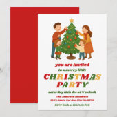 Retro Kerstboom Bewerkbare Vakantie Feest Kaart (Voorkant / Achterkant)