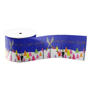 Retro-kerstboom Boerderij Cadeau-lint Grosgrain Lint