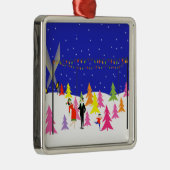 Retro kerstboom Boerderij feestdag Metalen Ornament (Rechts)