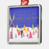 Retro kerstboom Boerderij feestdag Metalen Ornament (Links)