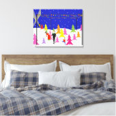 Retro kerstboom Boerderij stretched canvas Print (Insitu (Slaapkamer))