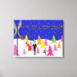 Retro kerstboom Boerderij stretched canvas Print
