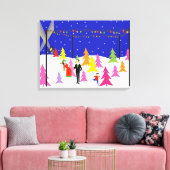 Retro kerstboom Boerderij stretched canvas Print (Insitu (Woonkamer))