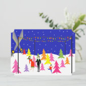 Retro Kerstboom Boerderij Uitnodigingen (Staand voorkant)