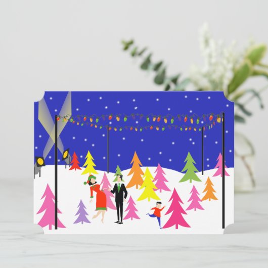 Retro Kerstboom Boerderij Uitnodigingen (Staand voorkant)