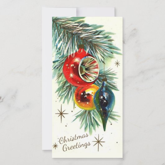  Retro Kerstboom Bulbs Custom Feestdagenkaart (Voorkant)