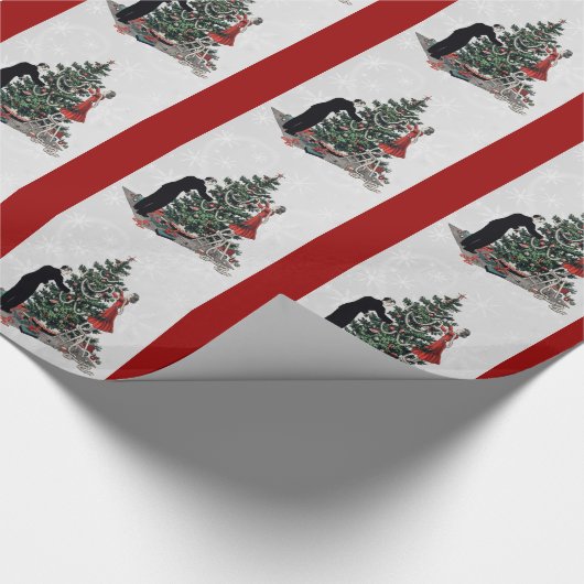 Retro kerstboom cadeaupapier (Hoek)