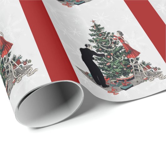 Retro kerstboom cadeaupapier (Rol Hoek)