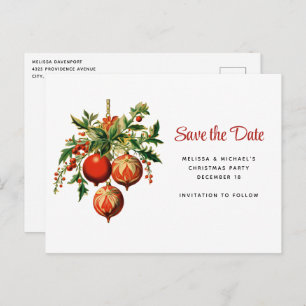 Retro Kerstboom Decoraties Save the Date Uitnodiging Briefkaart