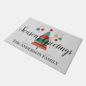 Retro kerstboom  deurmat (Schuin)