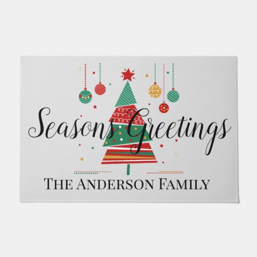 Retro kerstboom  deurmat (Voorkant)