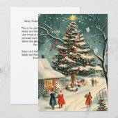 Retro Kerstboom Dorps Scene Feestdagenkaart (Voorkant / Achterkant)