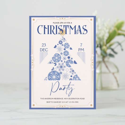 Retro Kerstboom Elegant Kerstfeest Kaart (Staand voorkant)