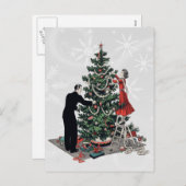 Retro kerstboom feestdagenkaart (Voorkant / Achterkant)