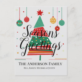 Retro kerstboom  feestdagenkaart