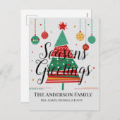 Retro kerstboom feestdagenkaart (Voorkant / Achterkant)