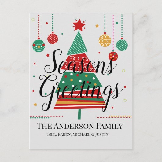 Retro kerstboom feestdagenkaart (Voorkant)