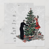 Retro kerstboom feestdagenkaart (Voorkant / Achterkant)