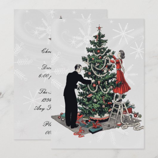 Retro kerstboom feestdagenkaart (Voorkant / Achterkant)