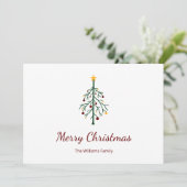 Retro kerstboom Festive Red Feestdagenkaart (Staand voorkant)