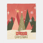 /Retro Kerstboom Fleece Deken (Voorkant)