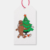 Retro Kerstboom & Gingerbread Gift Label Cadeaulabel (Voorkant)