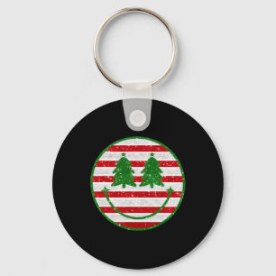 Retro Kerstboom Glimlach Gezicht Xmas Vrouwen Tien Sleutelhanger