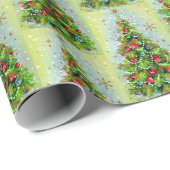 Retro Kerstboom Groen & Rood Cadeaupapier (Rol Hoek)
