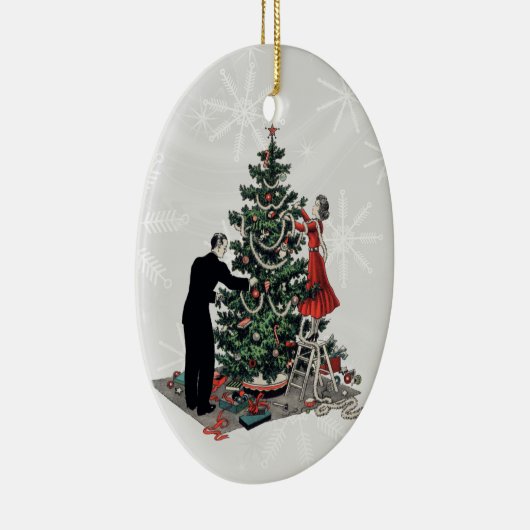 Retro kerstboom keramisch ornament (Rechts)