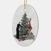 Retro kerstboom keramisch ornament (Links)