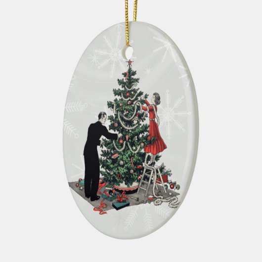 Retro kerstboom keramisch ornament (Links)