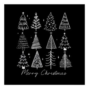 Retro Kerstboom Klassieker Perfect Poster