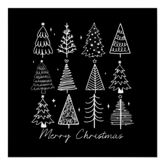 Retro Kerstboom Klassieker Perfect Poster (Voorkant)