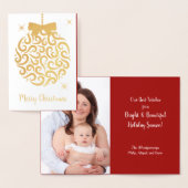 Retro Kerstboom Lampje Foto Sjabloon Folie Kaart (Display)