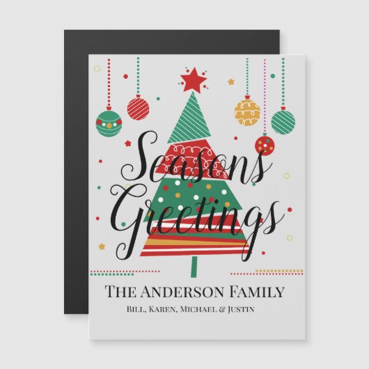 Retro kerstboom magnetische Kaart (Voorkant / Achterkant)