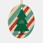 Retro kerstboom met gestreepte achtergrond keramisch ornament (Rechts)