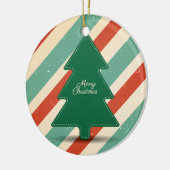 Retro kerstboom met gestreepte achtergrond keramisch ornament (Links)